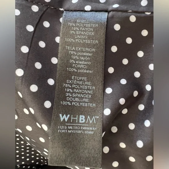 WHBM Black Blazer with Polka Dot Liner Machine Washable One Button Closure 2 - Picture 6 of 16